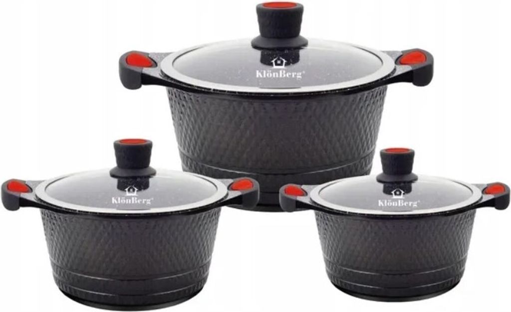 KlönBerg 6-teiliges Antihaft-Topfset, 2,5/4,5.7L SUPPENTOPF , Induktion, MIT DECKEL KB4200