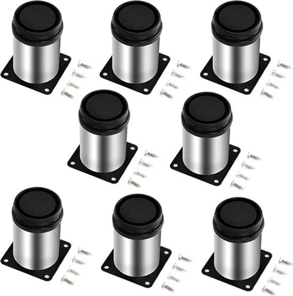 8 Pieds de meubles robustes en acier finition chromée de 50 x 60 mm