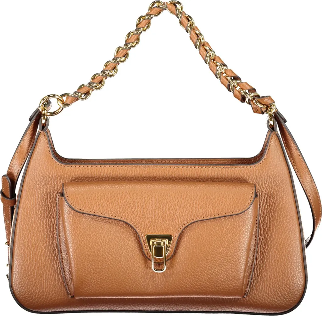Sac à bandoulière marron élégant avec chaîne et fermeture rotative