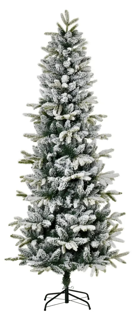 Sapin de Noël artificiel blanc enneigé avec support métal stable 210cm