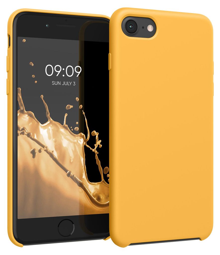 kwmobile Handyhülle für Apple iPhone SE (2022 / 2020) / iPhone 8 / 7 Hülle - Case Silikon - Kabelloses Laden - Schutzhülle Cover in Mango