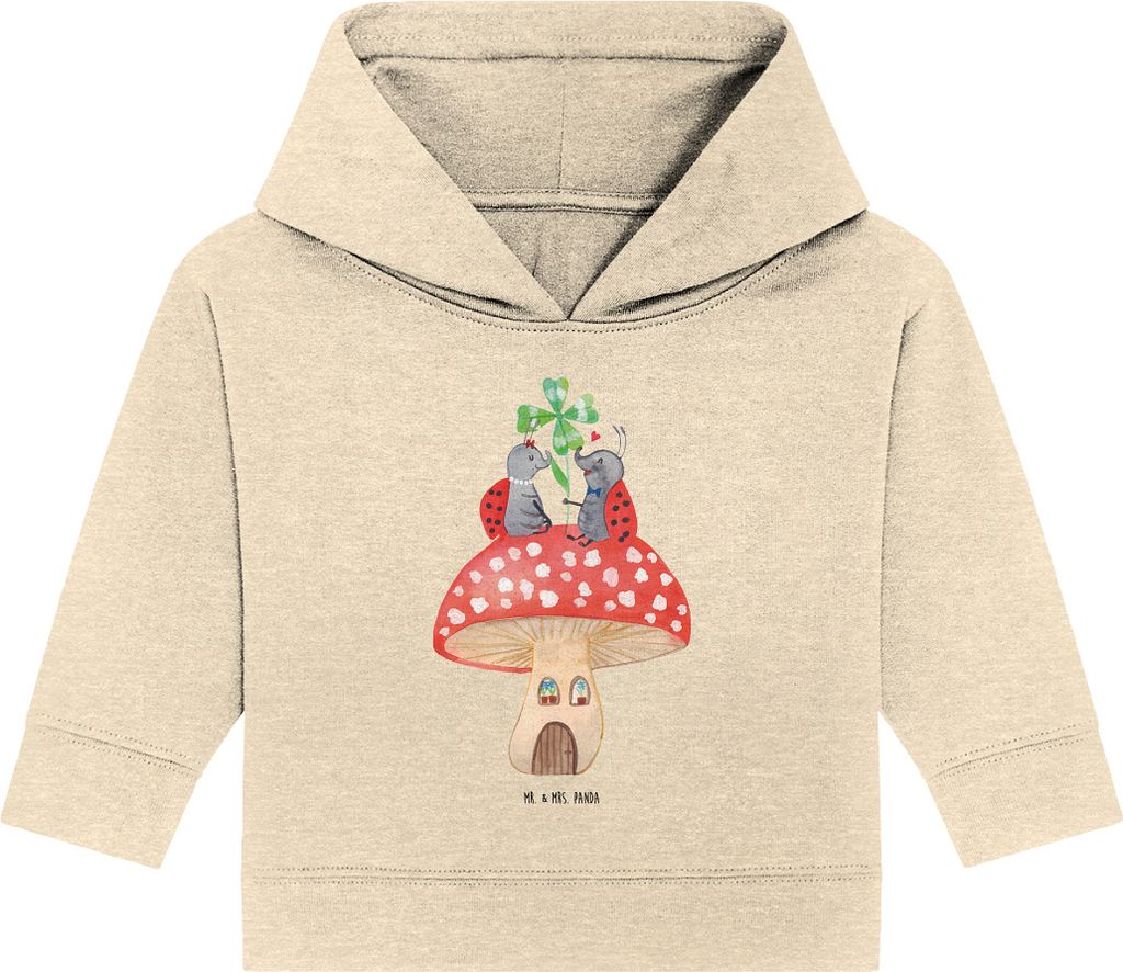 Mr. & Mrs. Panda Organic Baby Hoodie Marienkäfer Fliegenpilz 12. - 18. Monat - Natural Raw - Geschenk, Fleigenpilzhaus, Kapuzenshirt, Lustige Spr...