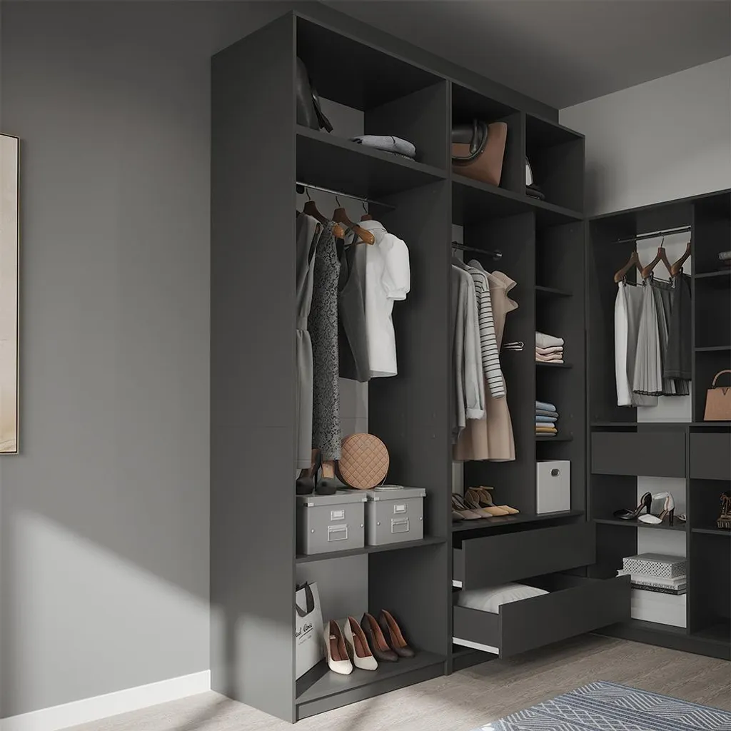 Rangement dessus d'armoire anthracite 80cm compact et robuste Elmo