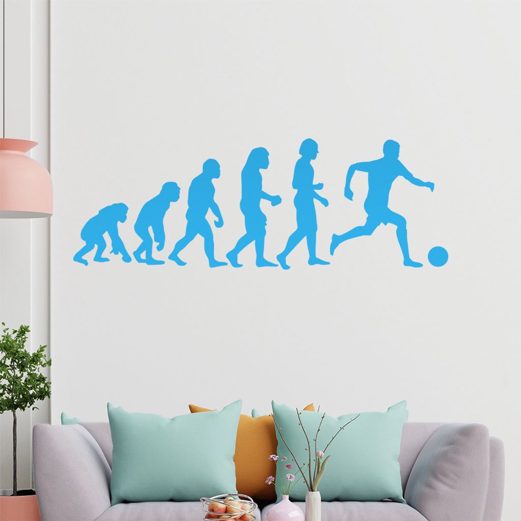 KIWISTAR Evolution Fußballspieler Charles Darwin Wandtattoo in 6 Größen - Wandaufkleber Wall Sticker - Dekoration, Küche, Wohnzimmer, Schlafzim...