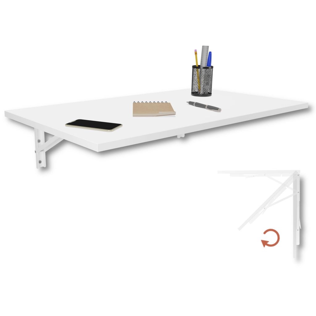 Wandklapptisch 80x50 cm Weiß – Klapptisch, Schreibtisch, Produktbild 