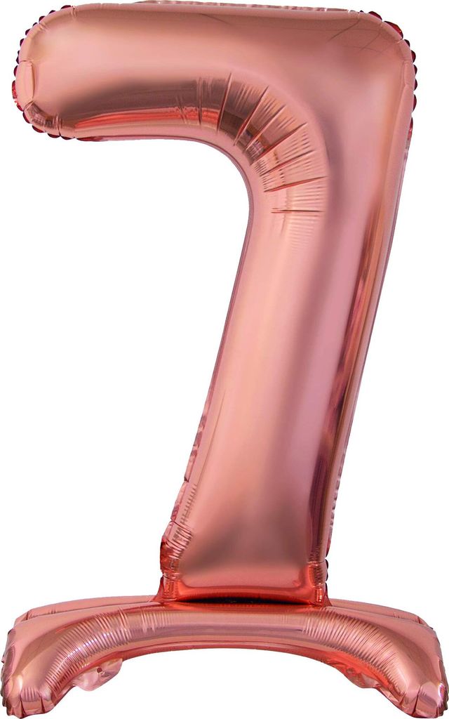 Nummer Rose Gold Zahl 7 Folienballon mit Basis 74 cm