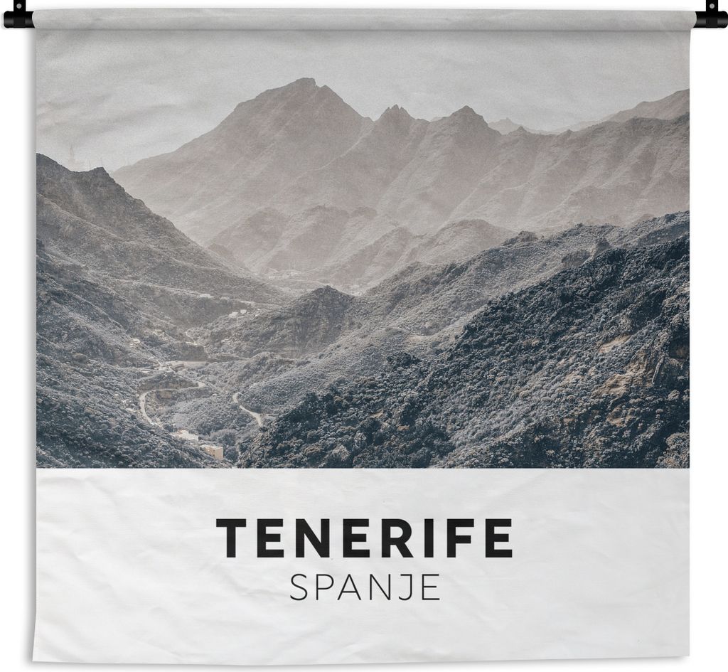 MuchoWow Wandteppich Wandbehang Teneriffa - Spanien - Berge 90x90 cm Tapisserie Dekoration Wandtuch - Wandaufhänger