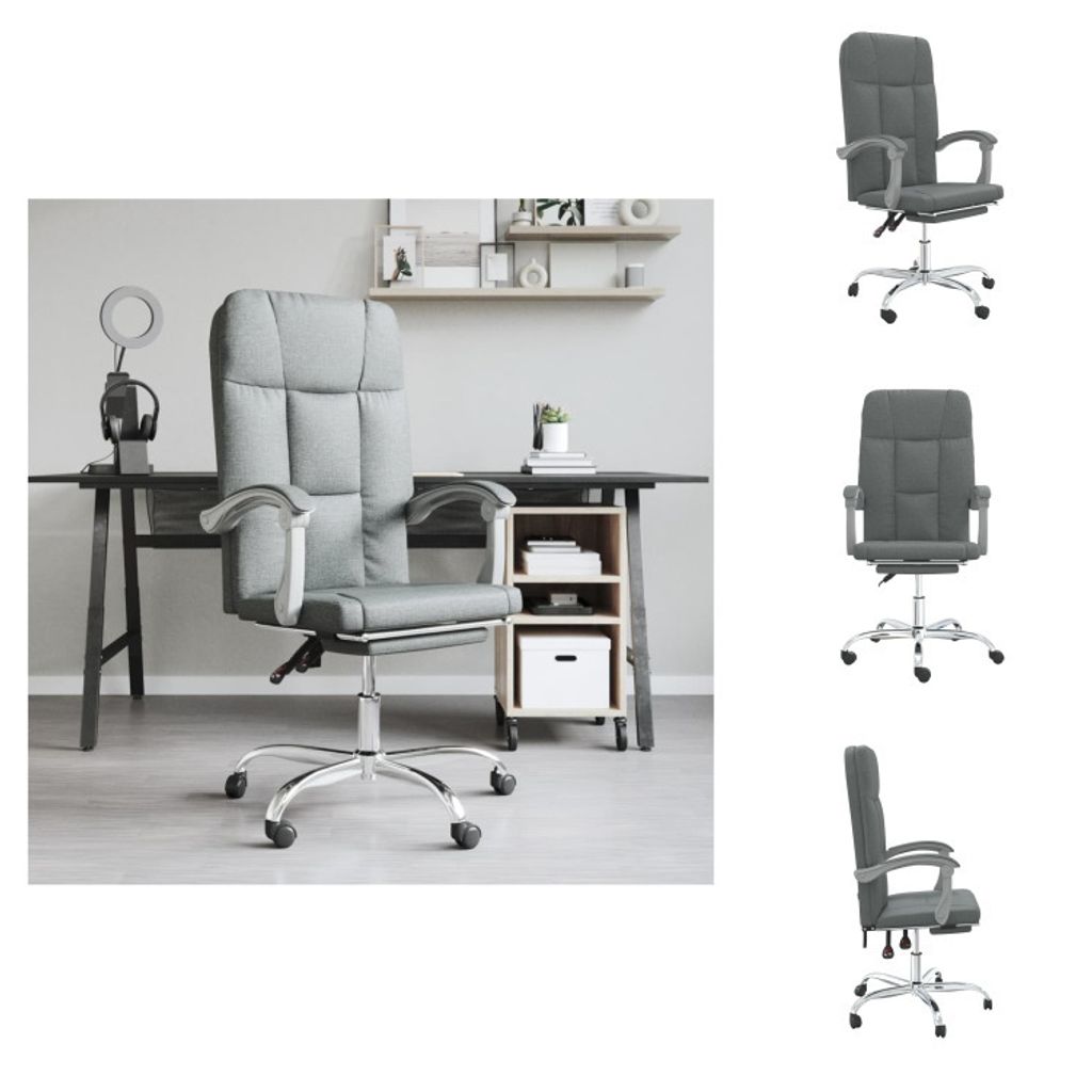 vidaXL Bürostuhl mit Liegefunktion Dunkelgrau Stoff - Bürostühle