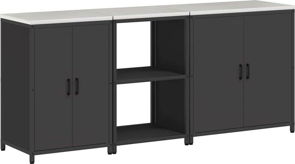 "2026 Aktion"Aufbewahrungsset für die Küche - elegantes Design - Küchenmöbel - mit Regal mit Tür 3 pcs Schwarz - Küchenschränke NeuMöbel386196