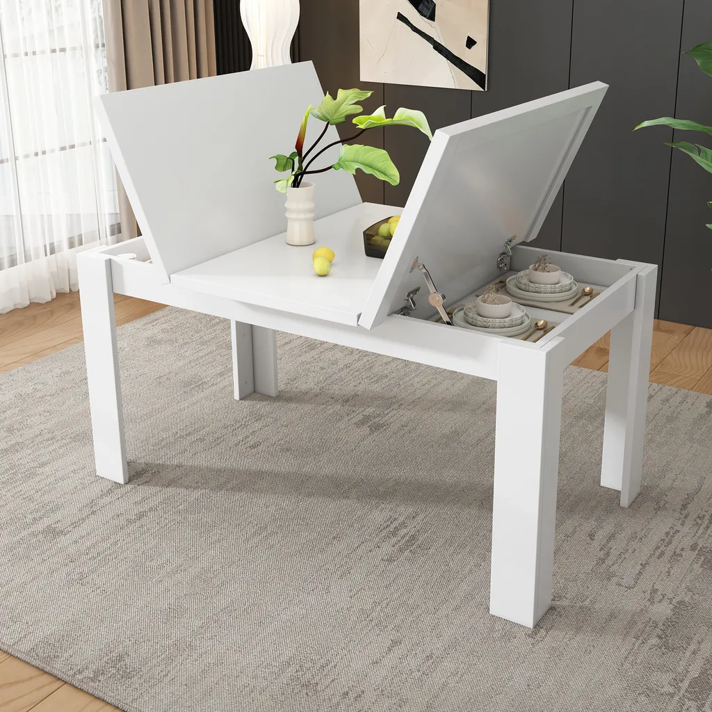 Table à manger gain de place pour petit appartement blanc