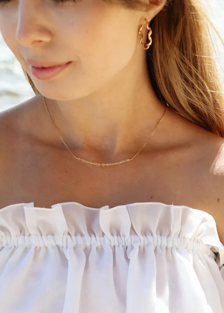 Collier avec pierre de naissance novembre en citrine véritable dorée