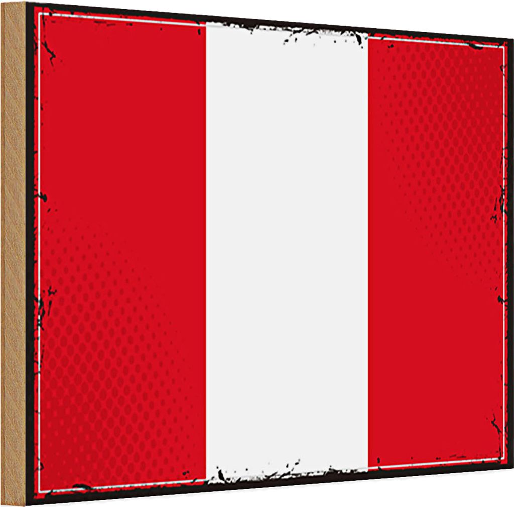 Holzschild Flagge Peru 30x20cm Retro Flag of Peru