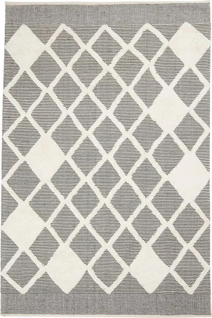 Tapis COTCOLI en coton fait main motif uni pour salon et chambre - 120x170
