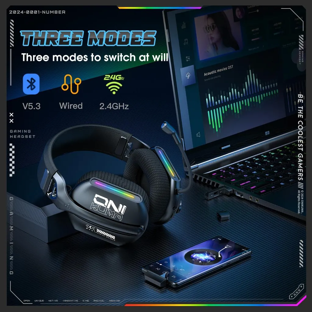Casque gaming Bluetooth 5.3 GT808 autonomie 60h et réduction ANC - 6