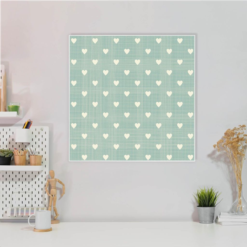 Design Stahlmagnettafel Quadratisch 50x50cm Muster Herzen
