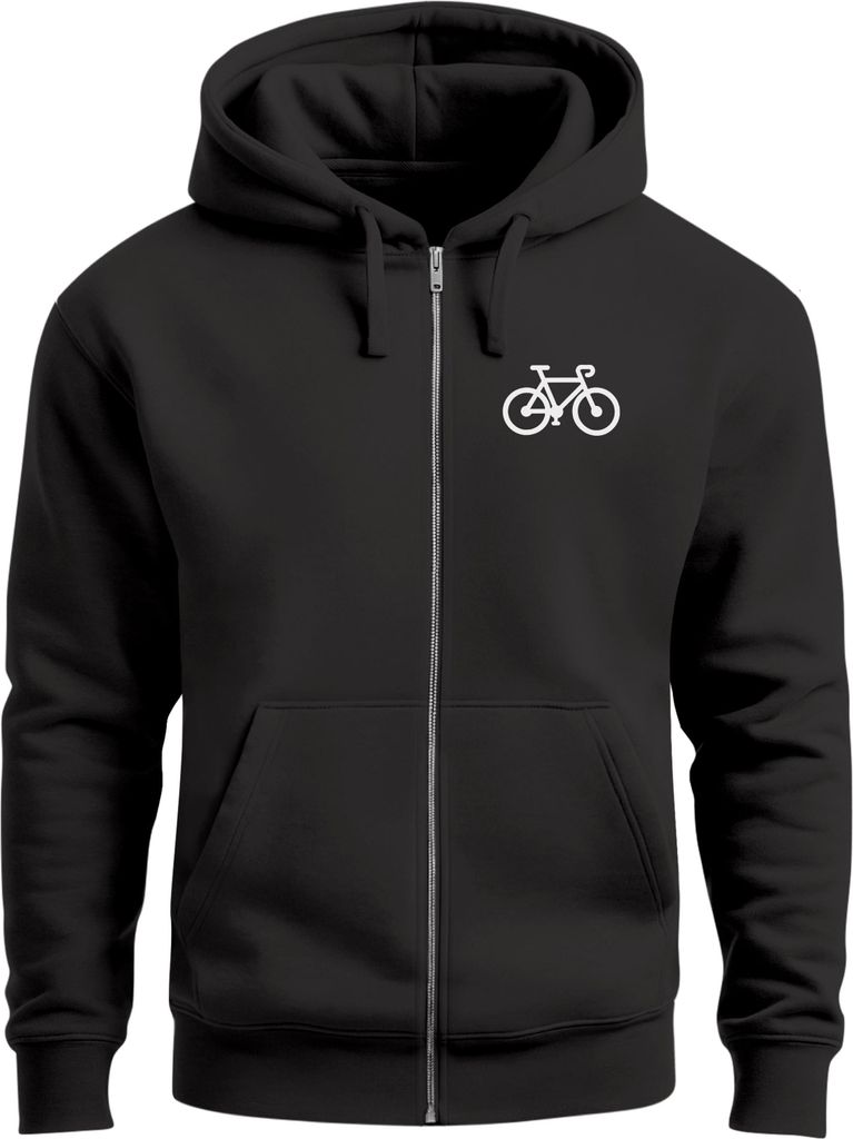 Herren Sweatjacke mit Kapuze Fahrrad Logo Print Motiv Zipjacke Zip-Hoodie Männer Fashion Streetstyle Neverless