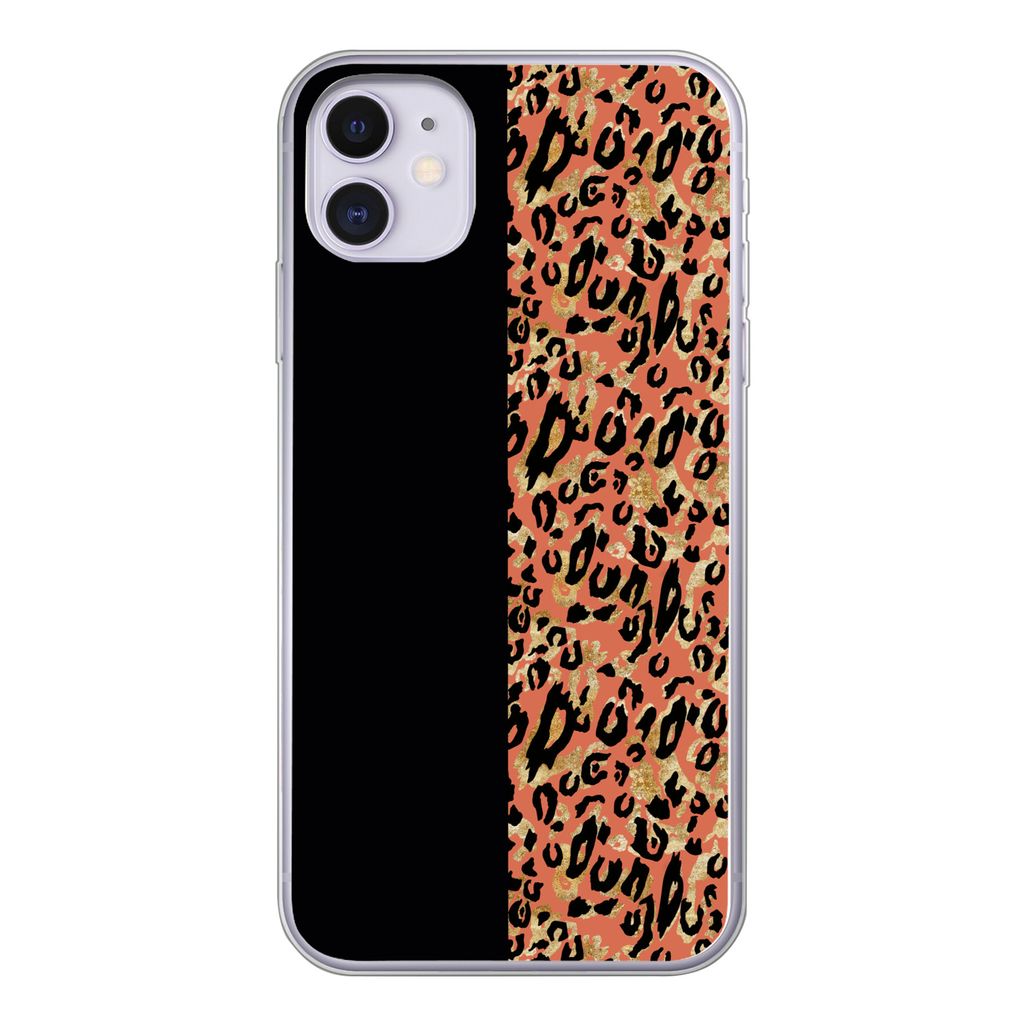 MuchoWow Handyhülle Schutzhülle Hülle für iPhone 11 Pantherdruck - Gold - Schwarz Silikon Softcase Handy Hülle - Handytasche
