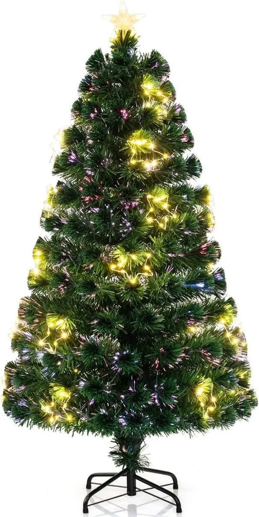 Sapin de Noël artificiel fibre optique 150 cm avec éclairage LED intégré