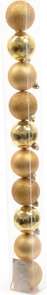 Weihnachtskugeln Mix Kunststoff 6cm 10er Set - Hellgold Produktbild 