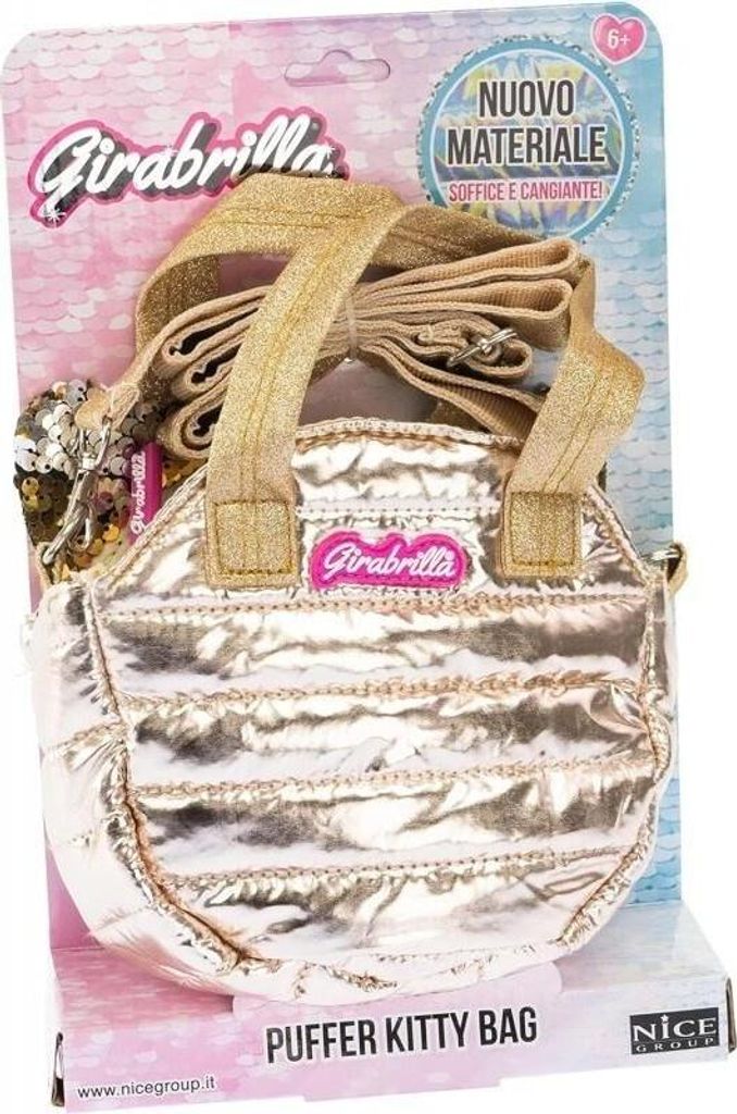 Runde, goldfarbene Puff-Handtasche – Nice Group