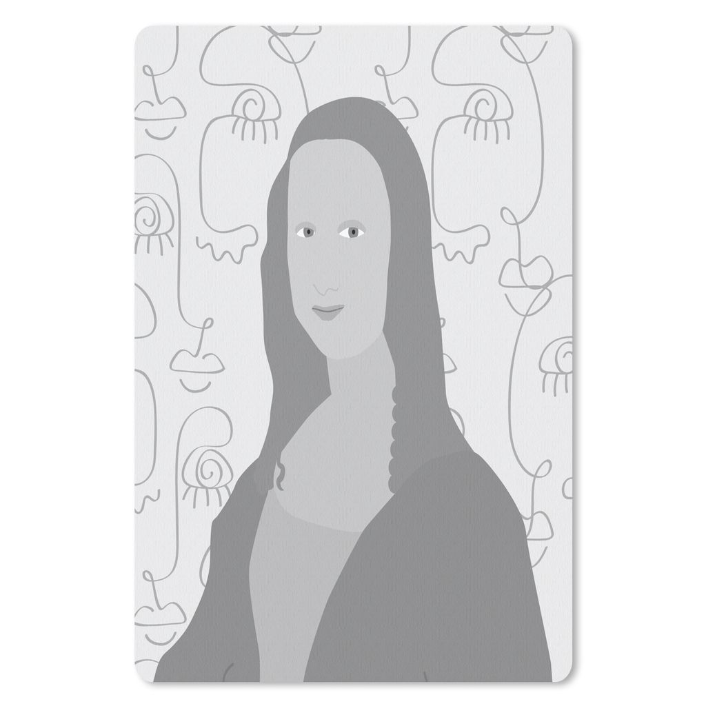 MuchoWow Mauspad Mousepad Mona Lisa - Strichzeichnung - Schwarz - Weiß 18x27 cm - Mousepads - Maus Mat - Pad - Mausunterlage
