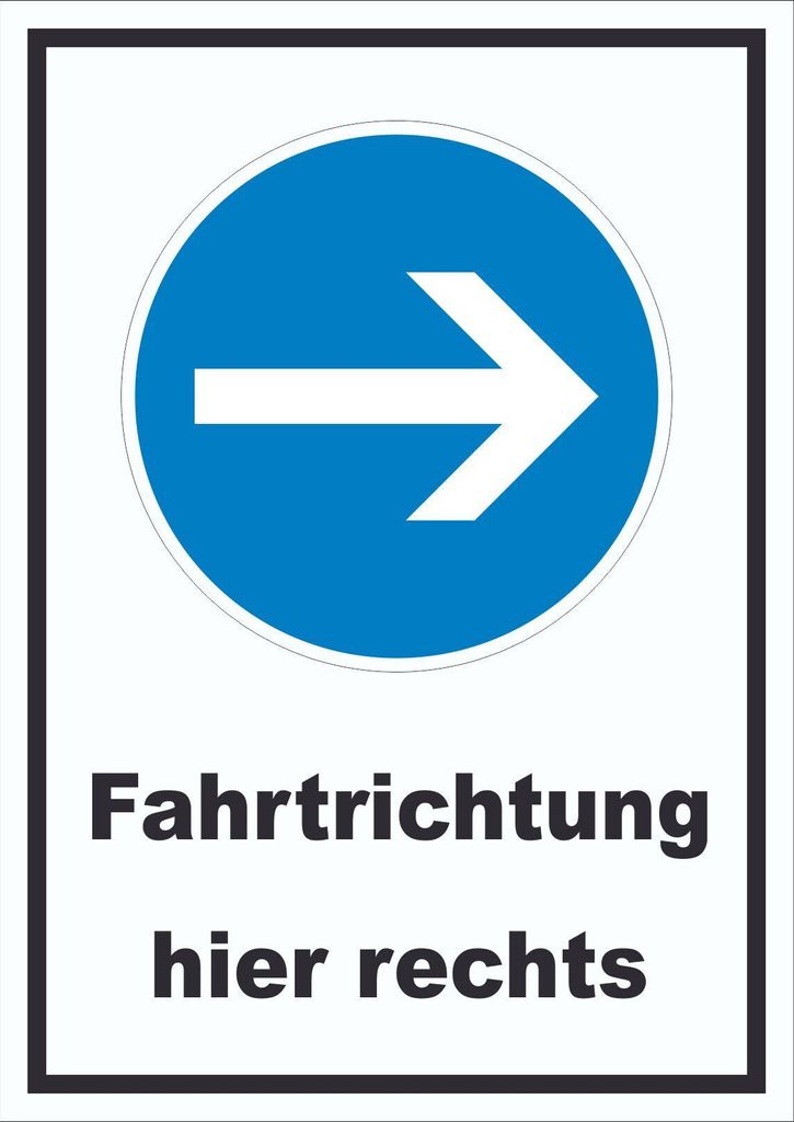 Schild Fahrtrichtung hier rechts A5 (148x210mm)