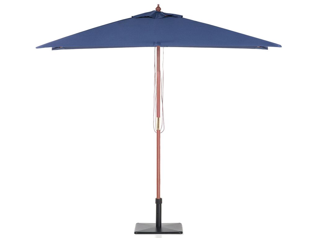 Beliani Sonnenschirm Marineblau – Rund, 270 Cm, Aus Polyester & Birkenholz, Mit Seilzug