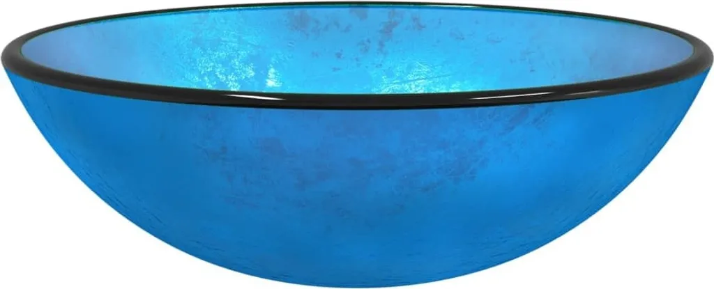 vidaXL Lavabo in vetro temperato 42x14 cm blu