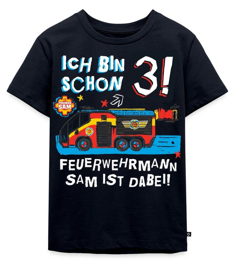 Spreadshirt Feuerwehrmann Sam Geburtstagsdesign 3 Jahre Kinder Premium T-Shirt, 134/140 (8 Jahre), Navy