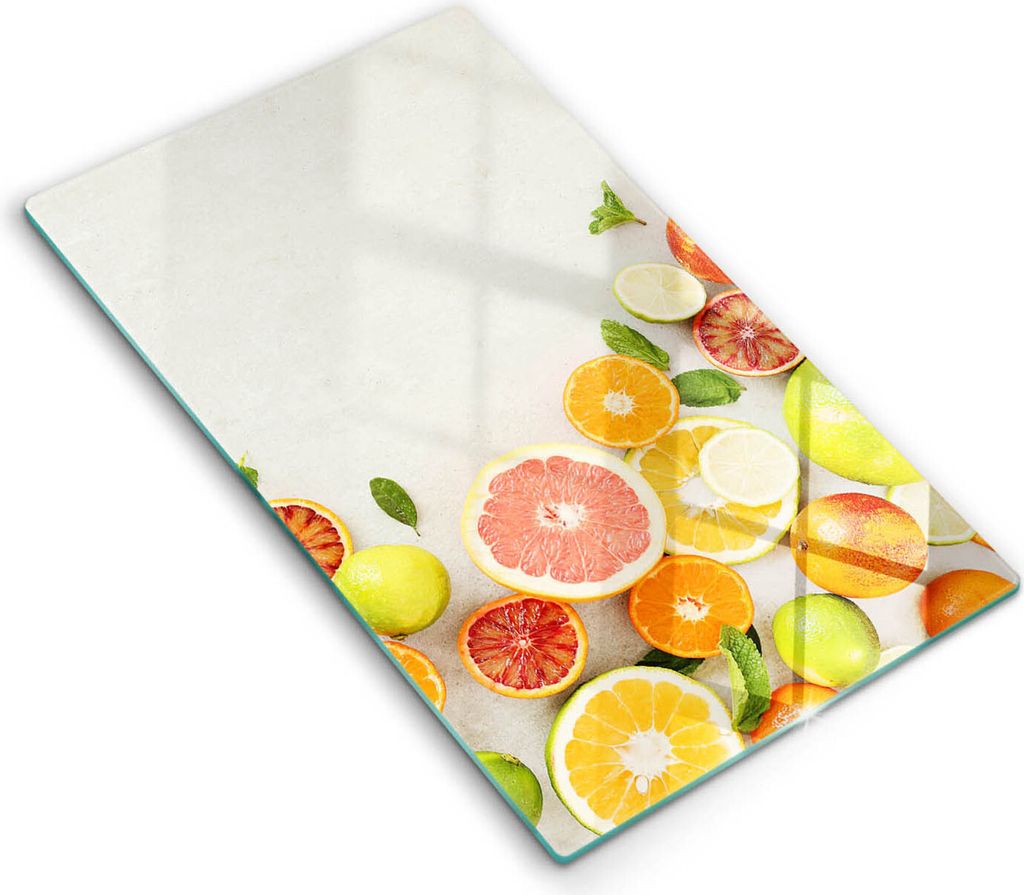 Abdeckung Glas - Küchenabdeckung - 30x52 cm - Abdeckplatte - Zitrusfrüchte