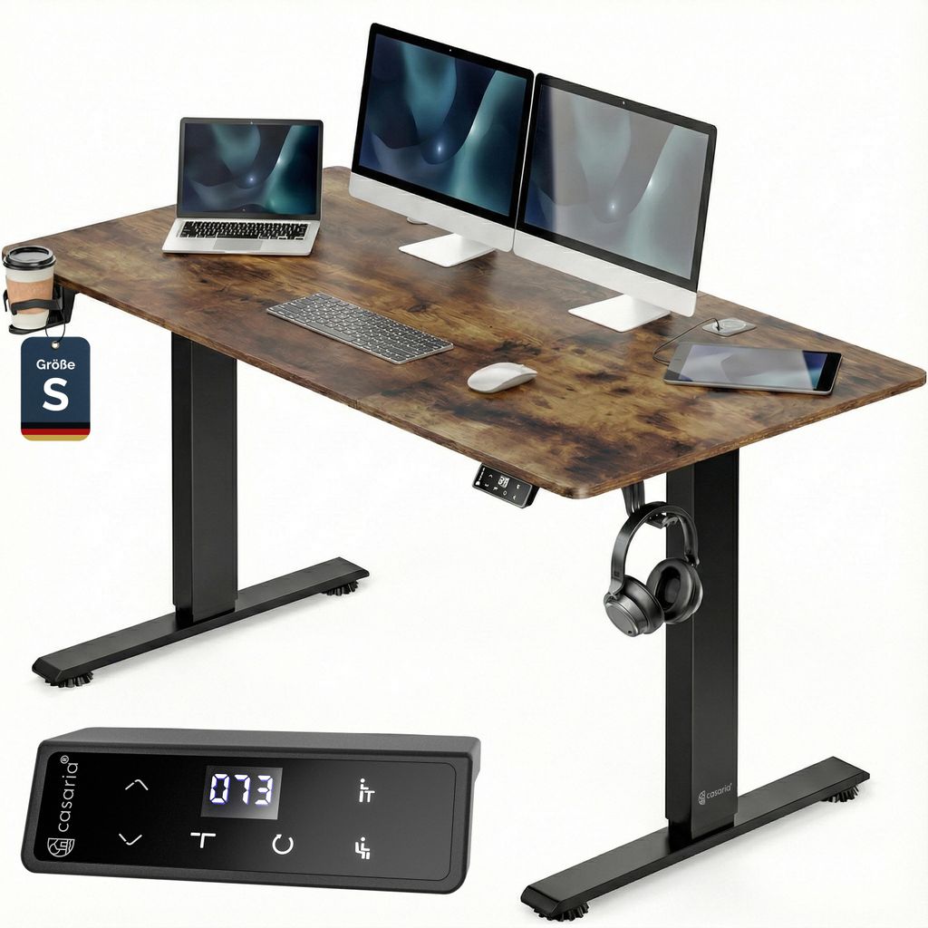 CASARIA® Bureau électrique réglable en hauteur marron 120 x Image du produit 