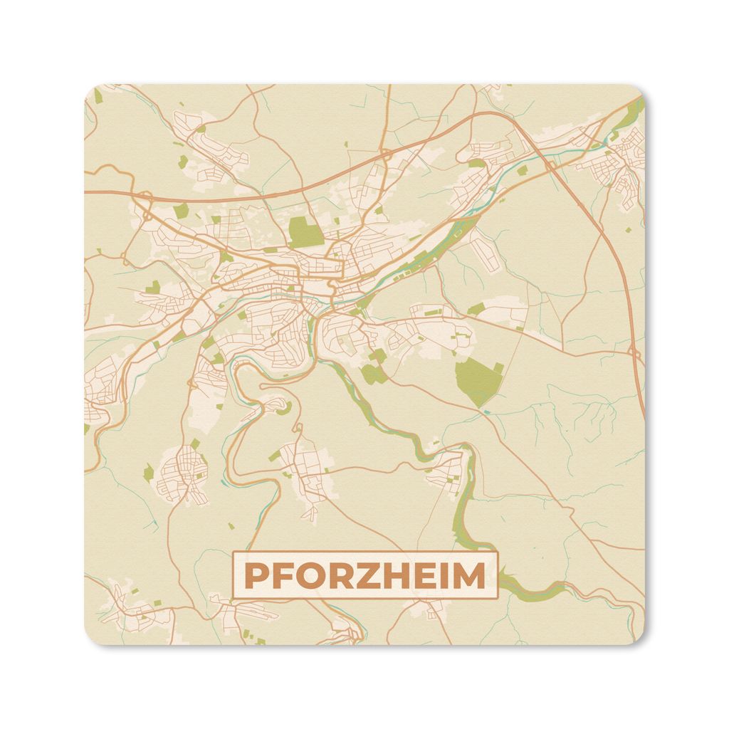 MuchoWow Mauspad Mousepad Pforzheim - Karte - Vintage - Stadtplan 20x20 cm - Mousepads - Maus Mat - Pad - Mausunterlage - Desk Mat - Bureauartikeln