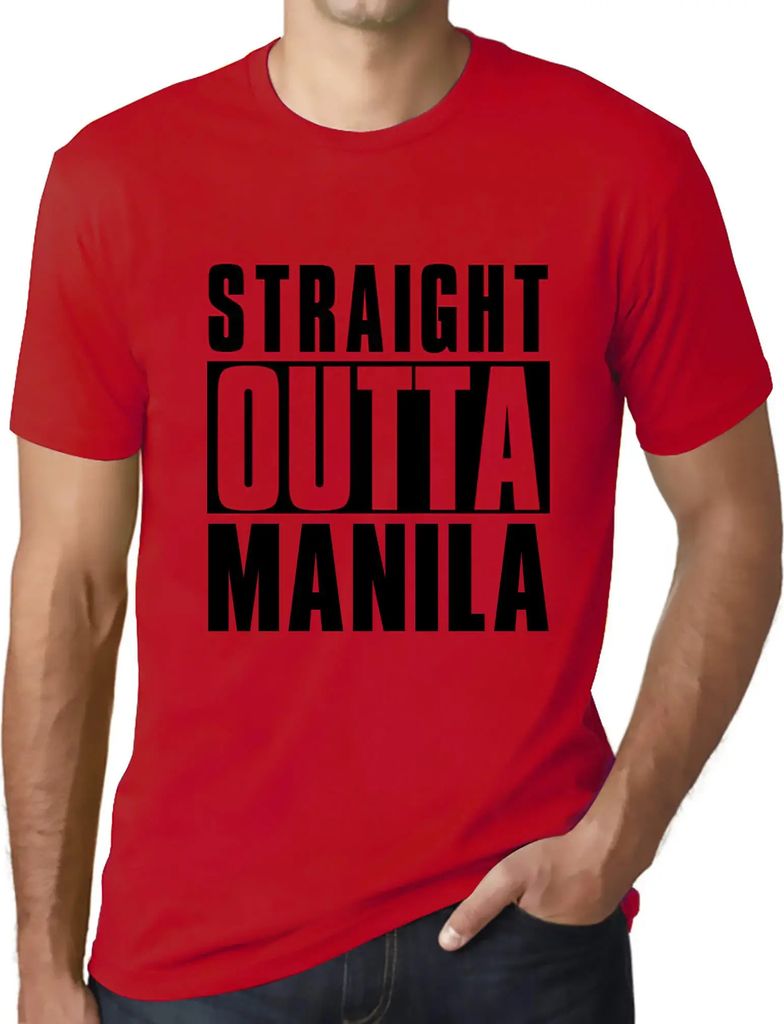 Herren Grafik T-Shirt Straight Outta Manila Öko-Verantwortlich Vintage Jahrgang Kurzarm Lustige Druck Geburtstag Geschenk Mann