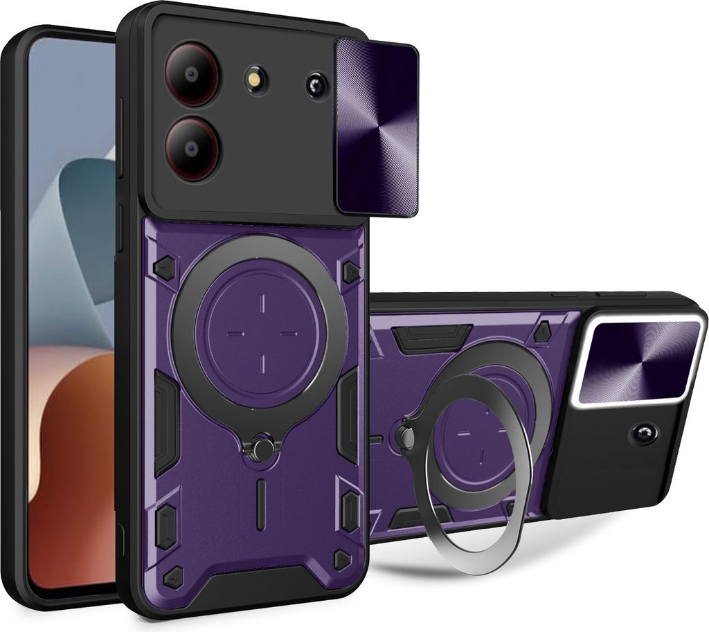 Outdoor Panzer Hülle für ZTE Blade A34 / A54 Handyhülle mit Slide Kameraschutz Ringhalter Bumper in Lila
