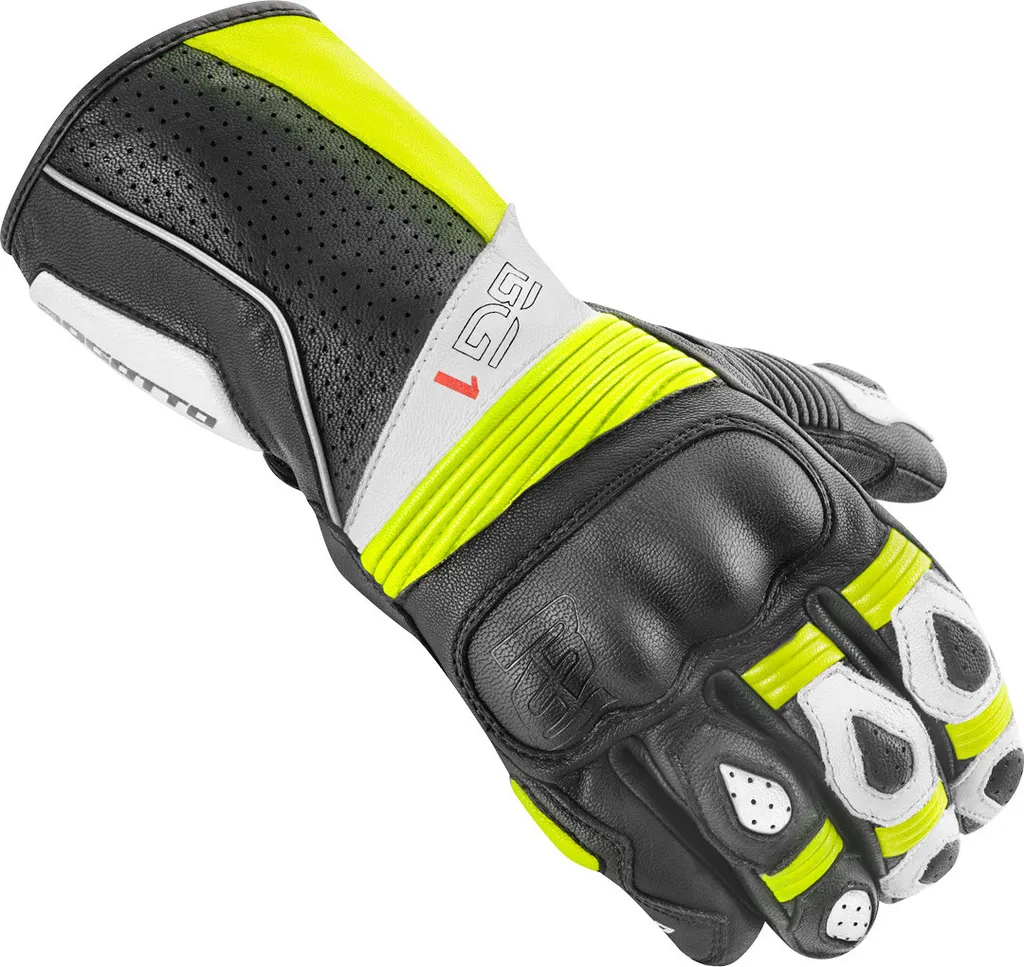 Gants moto Bogotto Sprint en cuir perforé ventilé noir et néon L