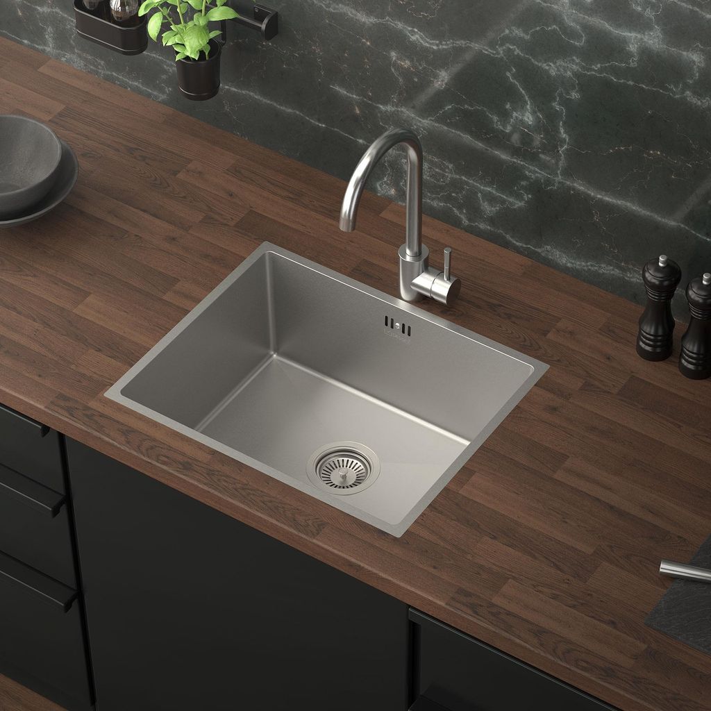 ML-Design Küchenspüle mit Ab- und Überlaufgarnitur, Silber, Produktbild 