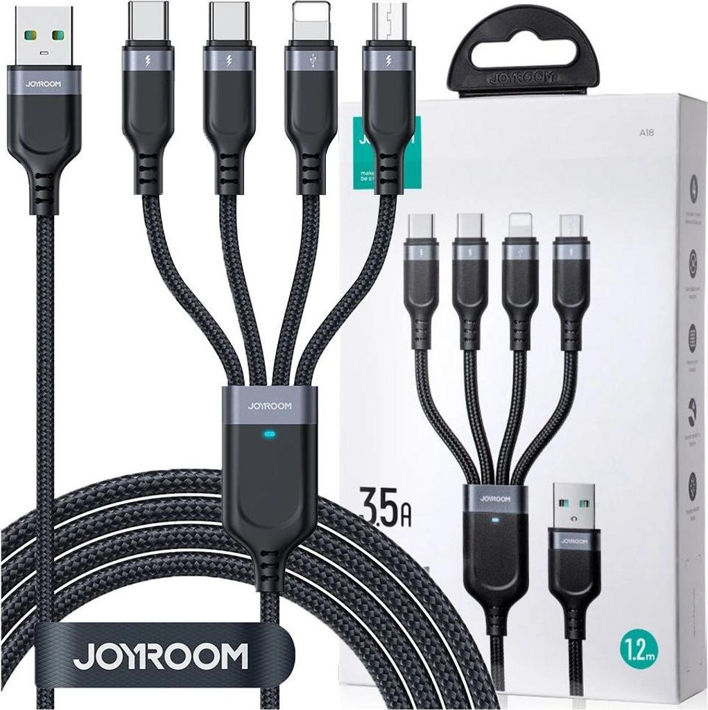 Cavo Joyroom 4 in 1 da USB-A a 2xUSB-C/Lightning/Micro USB Immagine del prodotto 