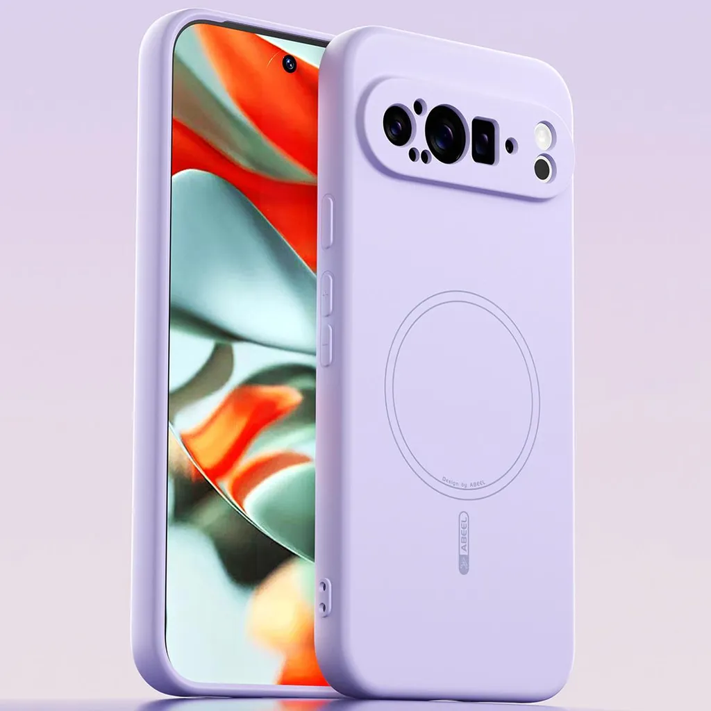 Custodia magnetica per Google Pixel 9 Pro XL, compatibile con MagSafe, in silicone liquido, antiurto e antigraffio Viola
