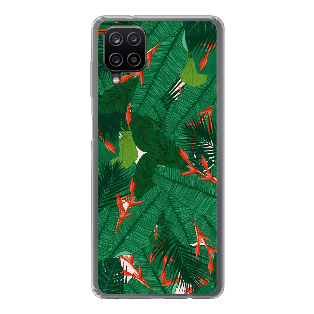 MuchoWow Handyhülle Schutzhülle Hülle für Samsung Galaxy A12 Blumen - Blätter - Muster Silikon Softcase Handy Hülle - Bild