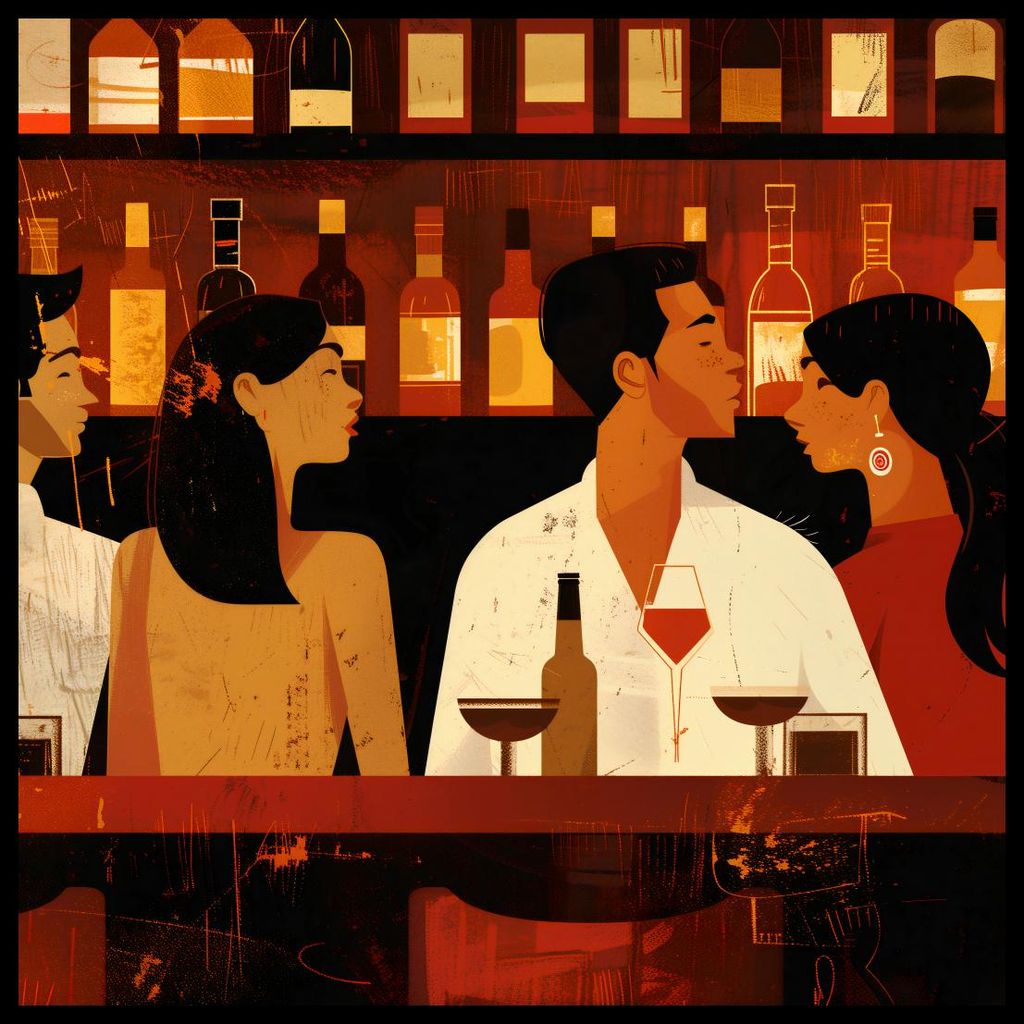 Poster 80x80cm Treffen bei Wein