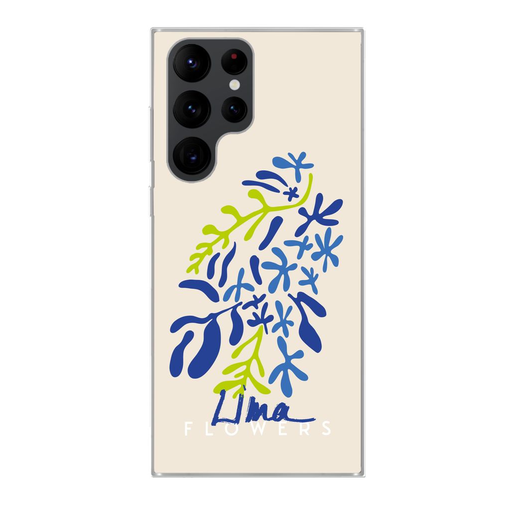 MuchoWow Handyhülle Schutzhülle Hülle für Samsung Galaxy S22 Ultra Blume - Blätter - Lima Silikon Softcase Handy Hülle - Abbildung
