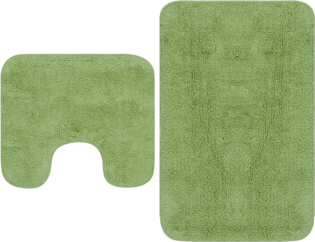 Set Tappetini Bagno 2 Pezzi Tessuto Verde: Morbidezza e Sicurezza