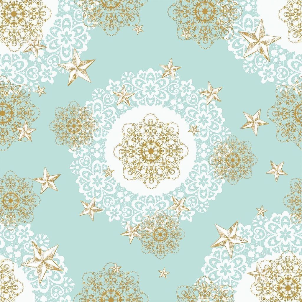 Airlaid Tischdecke Sternenschein in Mintgrün-Gold, 80 x 80 Produktbild 