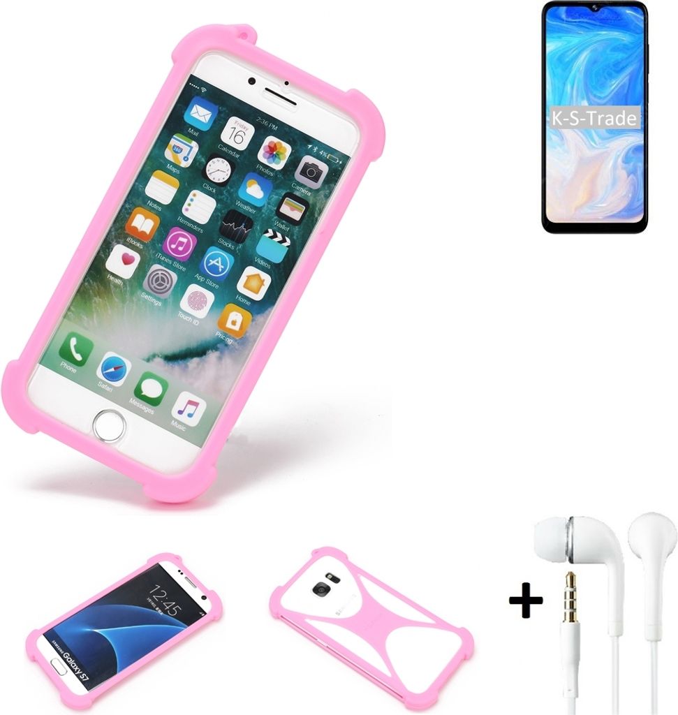 K-S-Trade Bumper + Kopfhörer kompatibel mit Doogee N40 Pro Handy Hülle Schutzhülle Silikon Schutz Hülle Cover Case Silikoncase Silikonbumper TPU