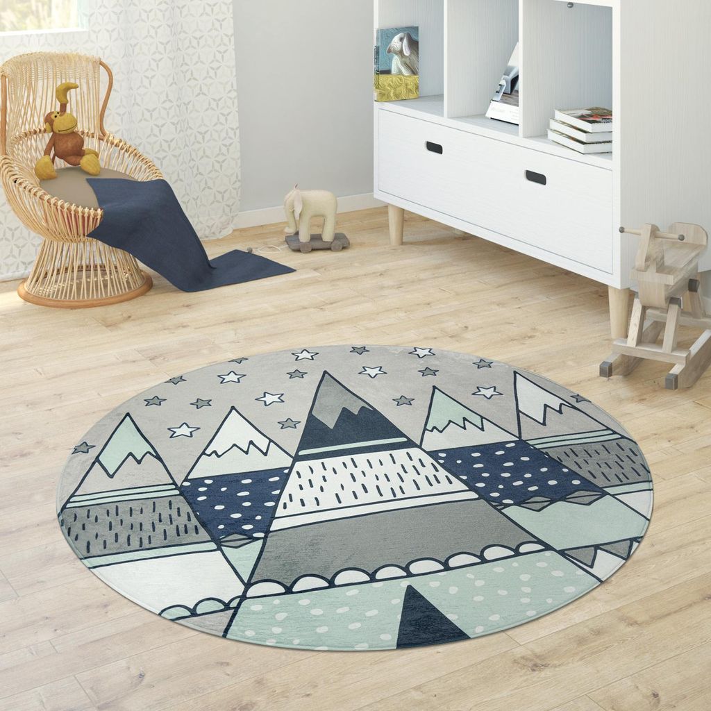 Kinderteppich Teppich Rund Kinderzimmer Spielmatte Produktbild 