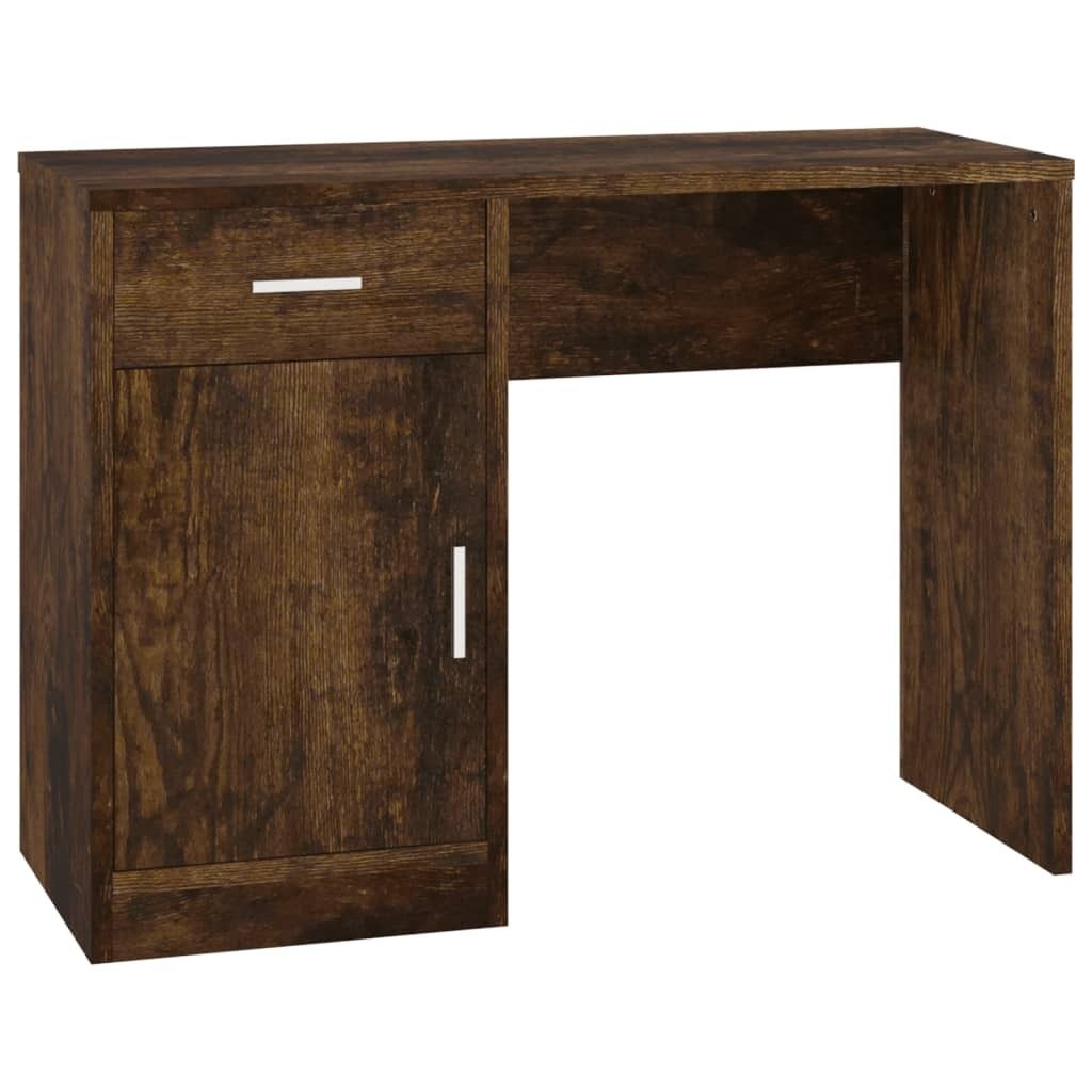 Scrivania con vano portaoggetti in rovere fumé 100x40x73 cm Immagine del prodotto 