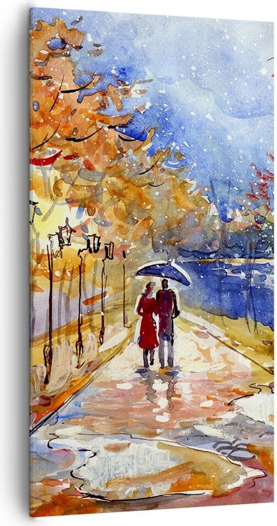 Bild auf Leinwand - Leinwandbild - Park Paar Baum - 65x120cm - Wand Bild - Wanddeko - Wandbilder - Leinwanddruck - Bilder - Kunstdruck - Wanddekora...