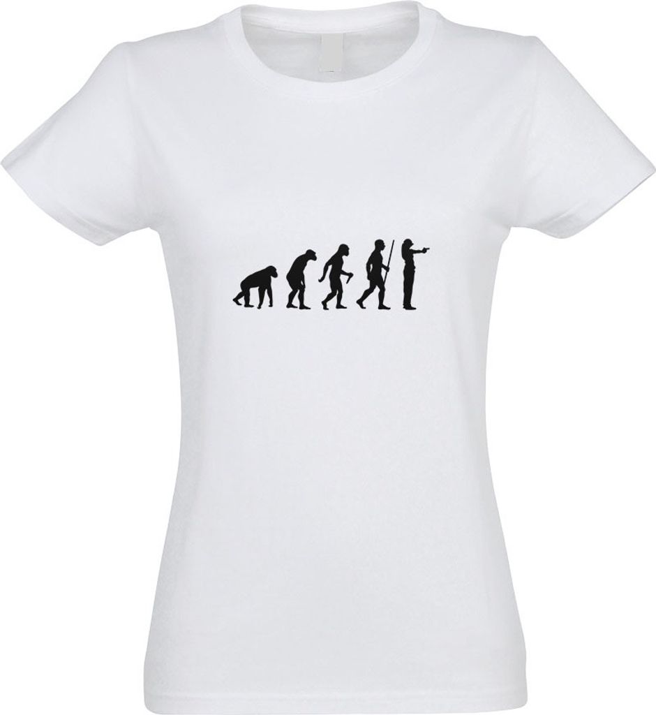 Kiwistar - T-Shirt tailliert - Damen - Weiss - Sportschießen Evolution - mit Motiv Bedruckt - Funshirt Design - Sport - Freizeit - Damen - S