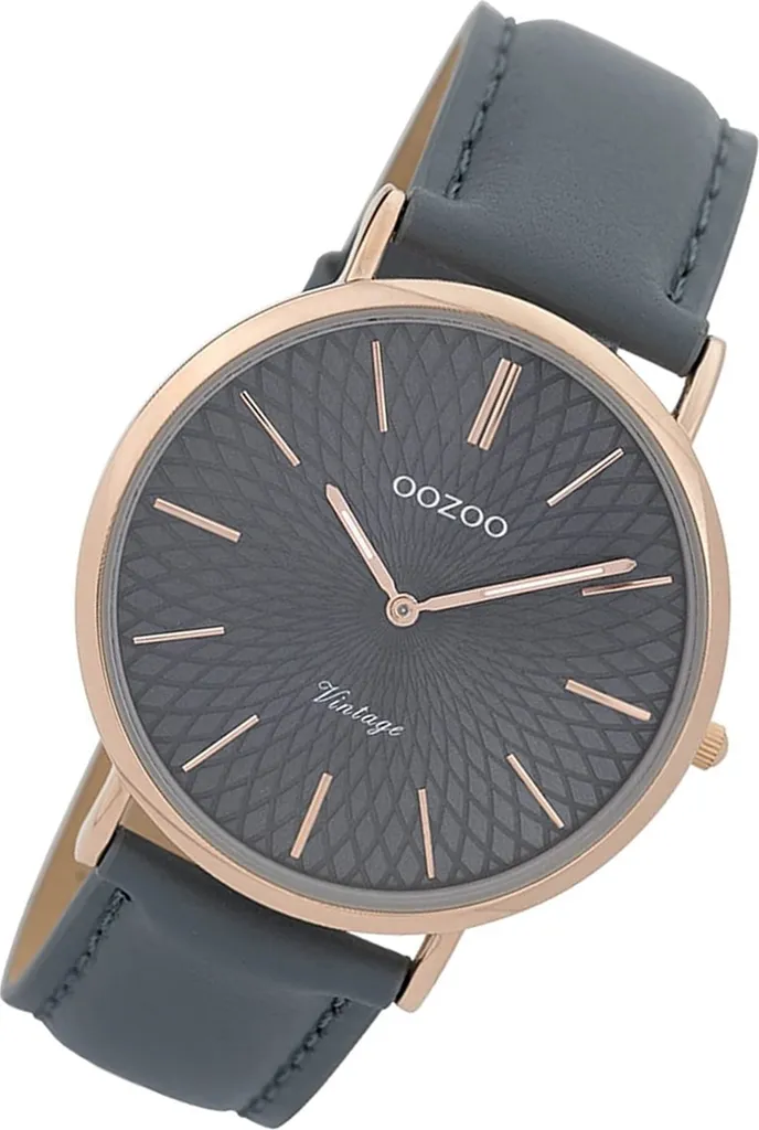 Montre Oozoo C9338 Vintage Series Femme en Cuir Bleu Gris et Quartz