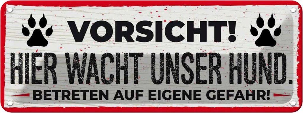 vianmo Blechschild 10x27 cm Vorsicht! Hier wacht uner Hund! Hund